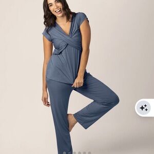 Kindred Bravely Davy Nursing and Maternity Pajama Set Slate Blue size L